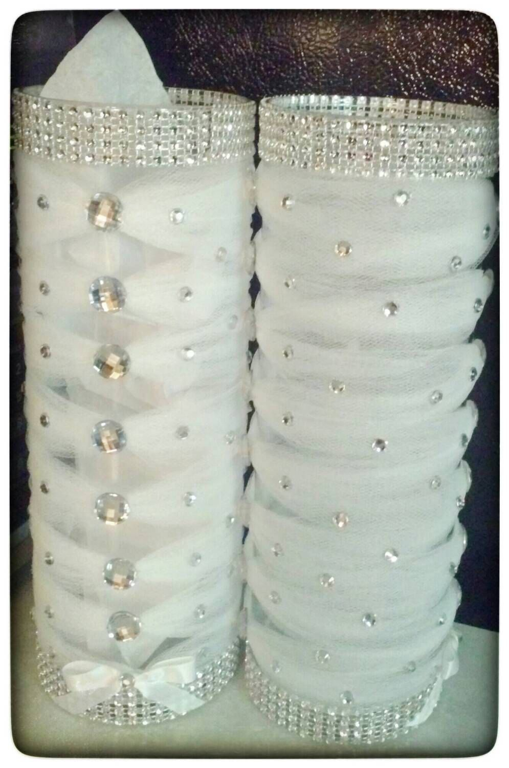 Tulle And Bling Elegantly Wrapped Centerpiece Vases Each inside sizing 995 X 1500