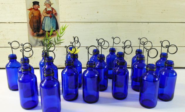 Twenty Cobalt Blue Bottle Bud Vases And Photo Holders Place Card Holders pertaining to proportions 1500 X 1125