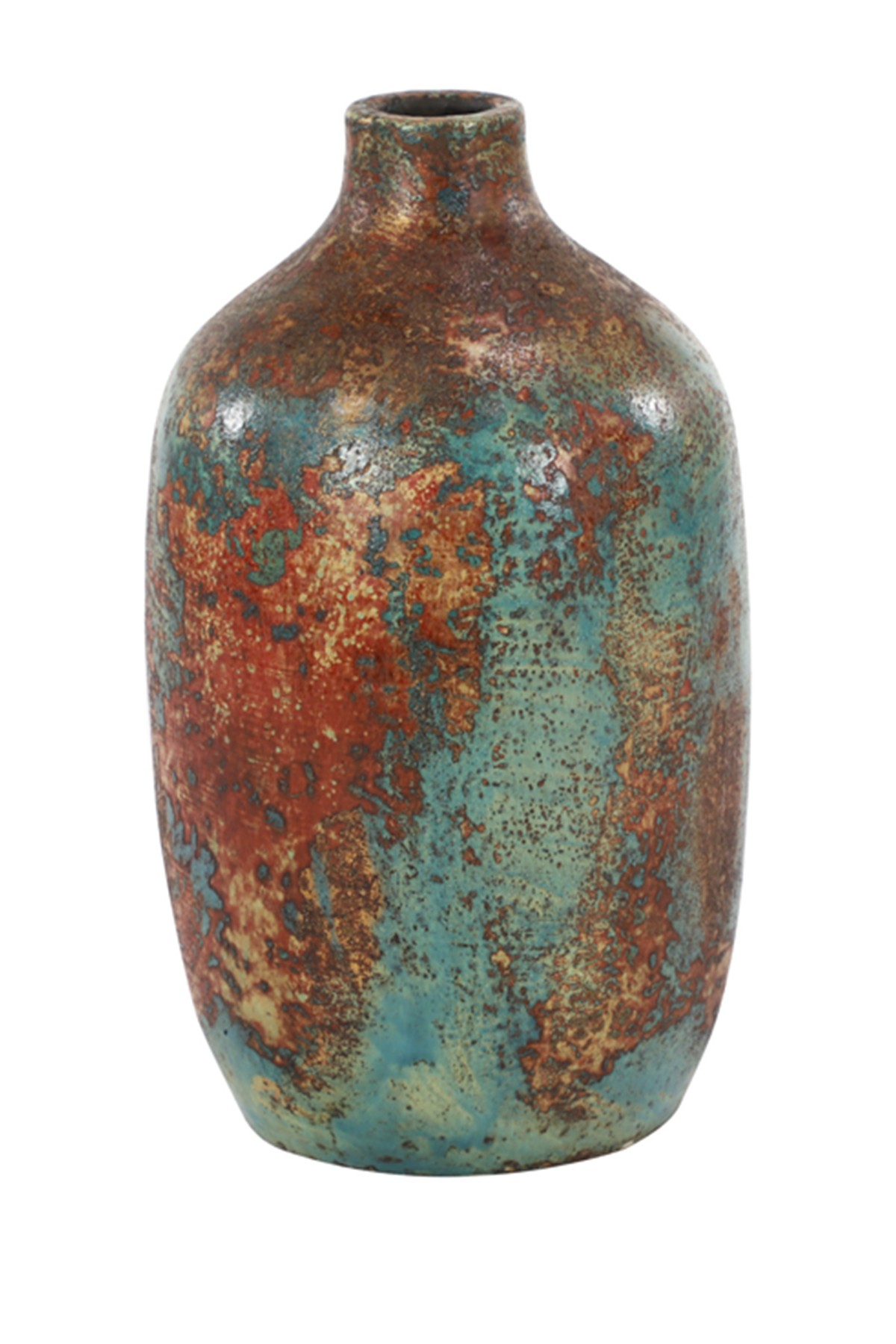 Uma Large Patina Copper Turquoise Handmade Round Ceramic Vase Hautelook intended for size 1200 X 1800