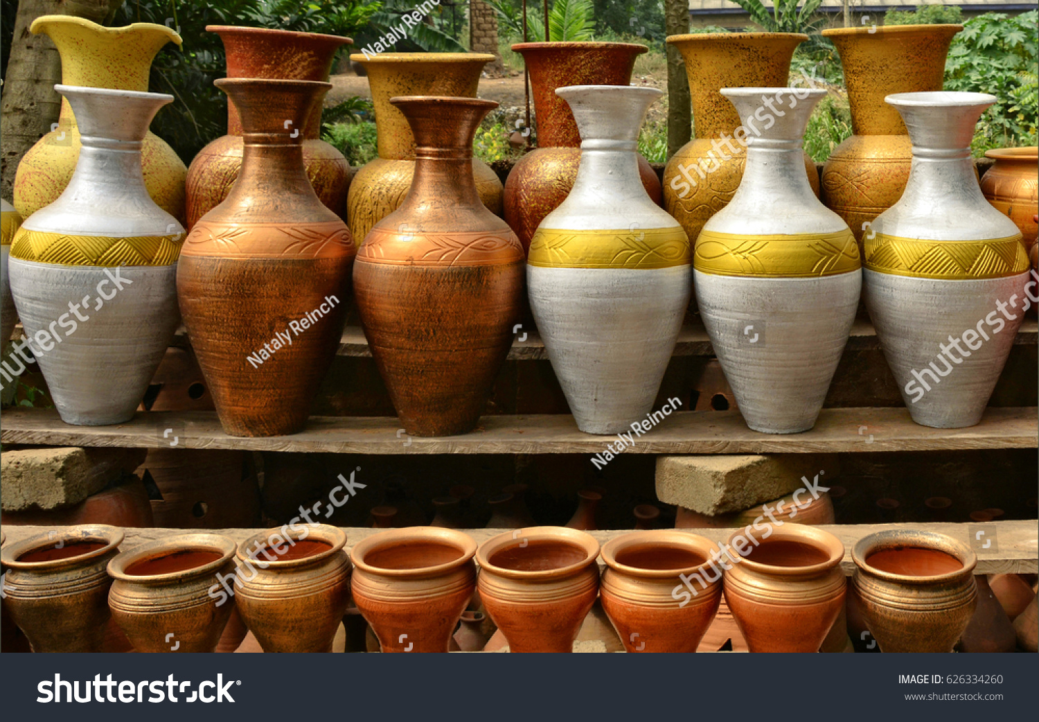 Unique Handmade Colorful Ceramic Vases Clay Stock Photo in proportions 1500 X 1042