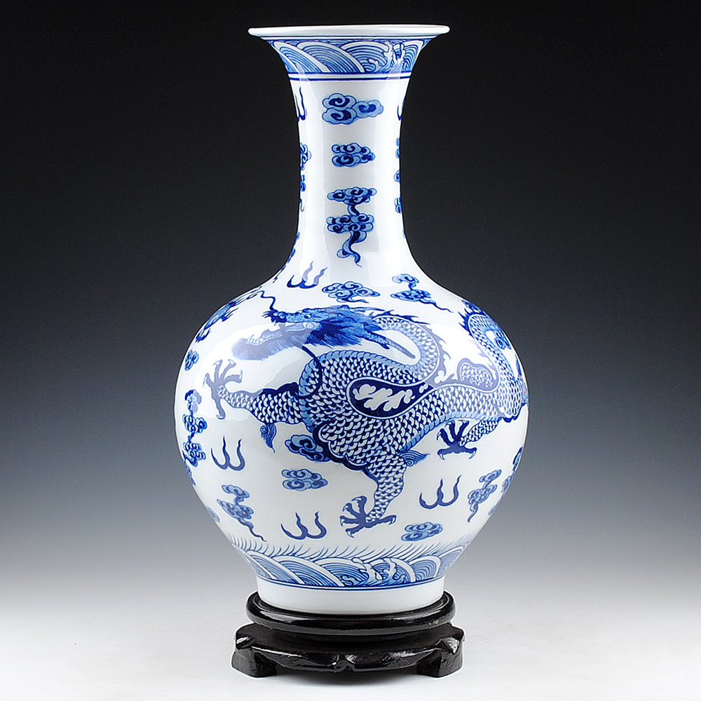 Us 1309 Jingdezhen Ceramics Underglaze Blue Blue And White Vases Dragon Bottles Modern Fashion Home Furnishingsblue And White Vaseswhite inside measurements 1000 X 1000