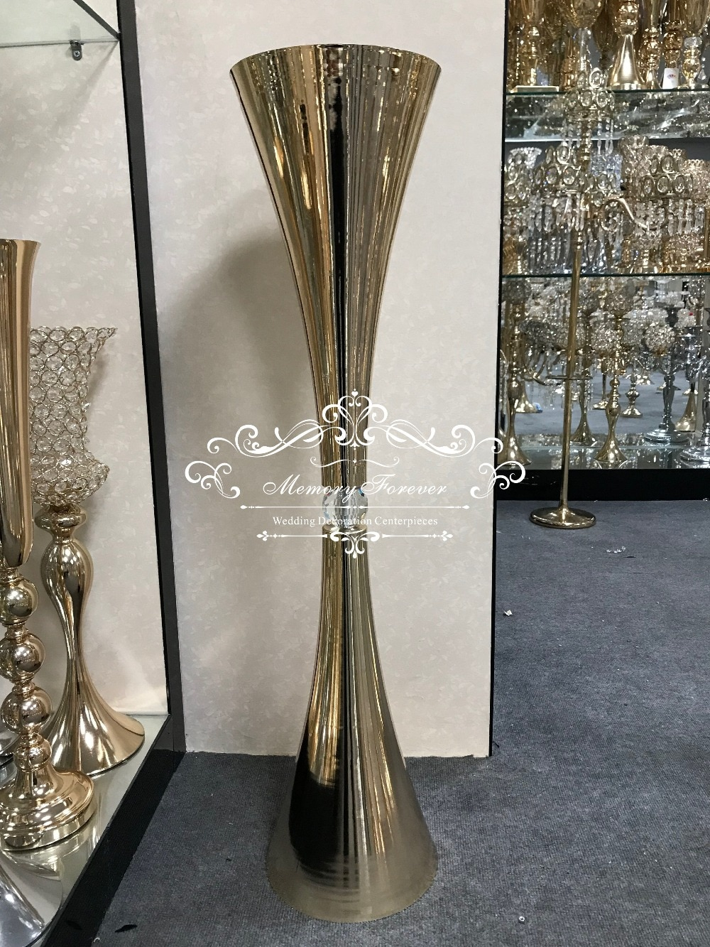 Us 5590 100cm Tall Big Floor Vases Decorative Gold Metal Trumpet Table Centerpiece Wedding Aisle Decorationsparty Diy Decorations Aliexpress pertaining to sizing 1000 X 1333