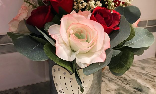 Valentine Floral Vase Floral Accent Piece Rustic Vase Filled With Roses Valentines Day Arrangement Spring Roses Spring Floral Arrangement with measurements 3024 X 4032