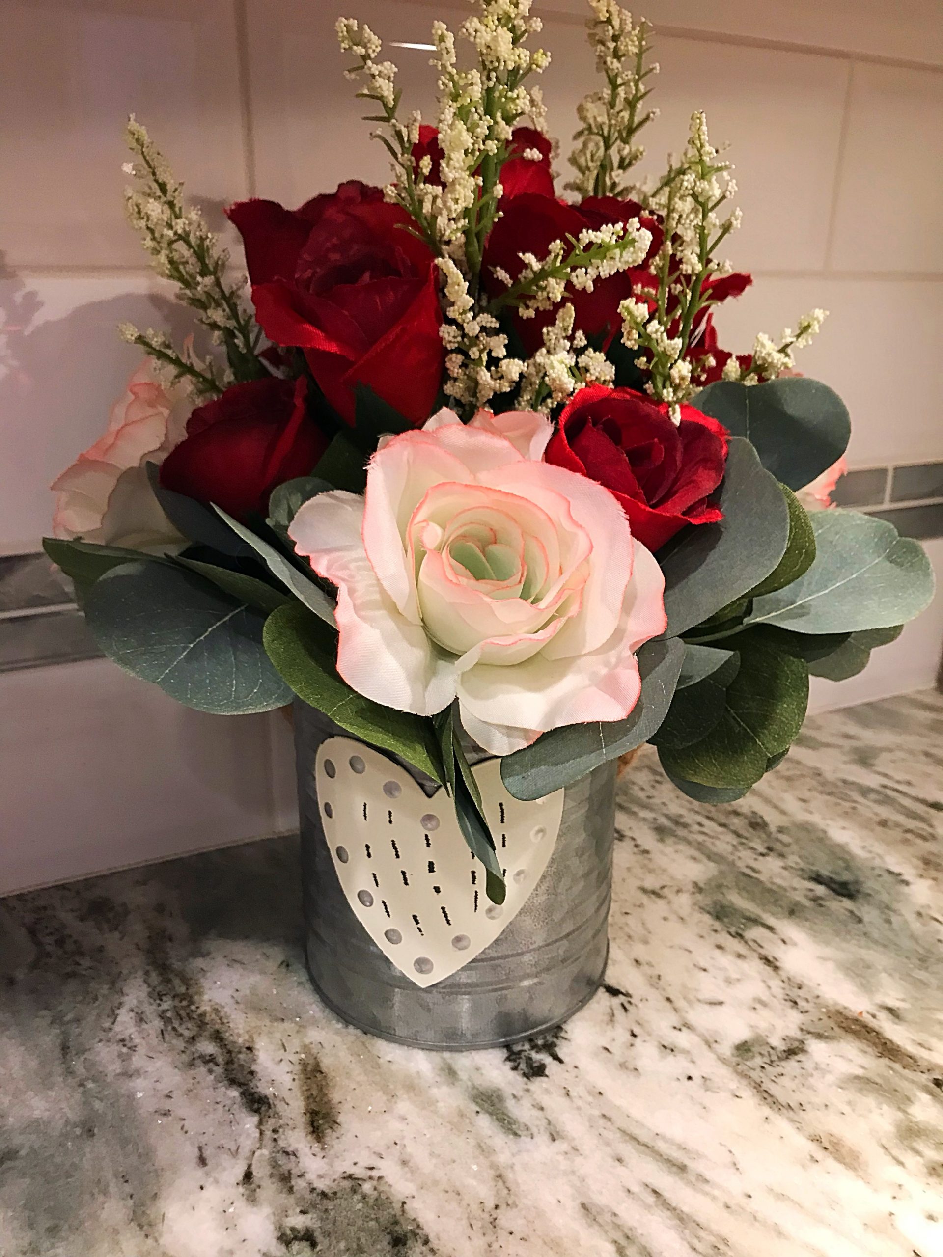 Valentine Floral Vase Floral Accent Piece Rustic Vase Filled With Roses Valentines Day Arrangement Spring Roses Spring Floral Arrangement with measurements 3024 X 4032