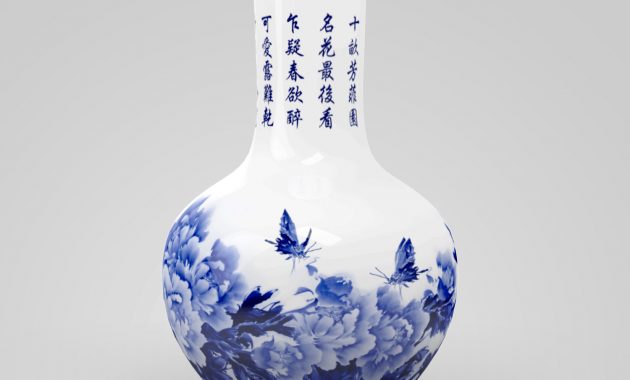 Vase Chinois En Porcelaine Bleue Et Blanche Avec Peinture De Pivoines for proportions 1500 X 1500