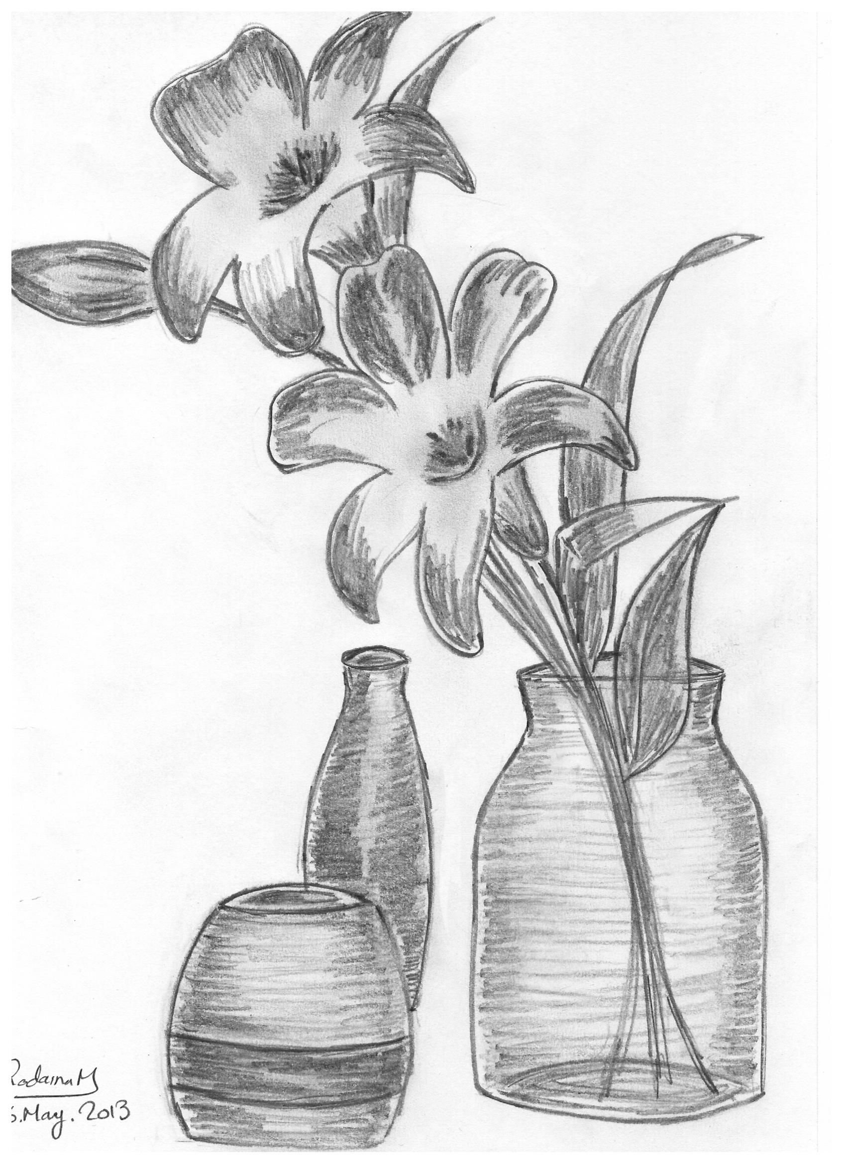 Vase With Roses Drawn In 2013 Vase Flowers Roses Pencil intended for proportions 1700 X 2338