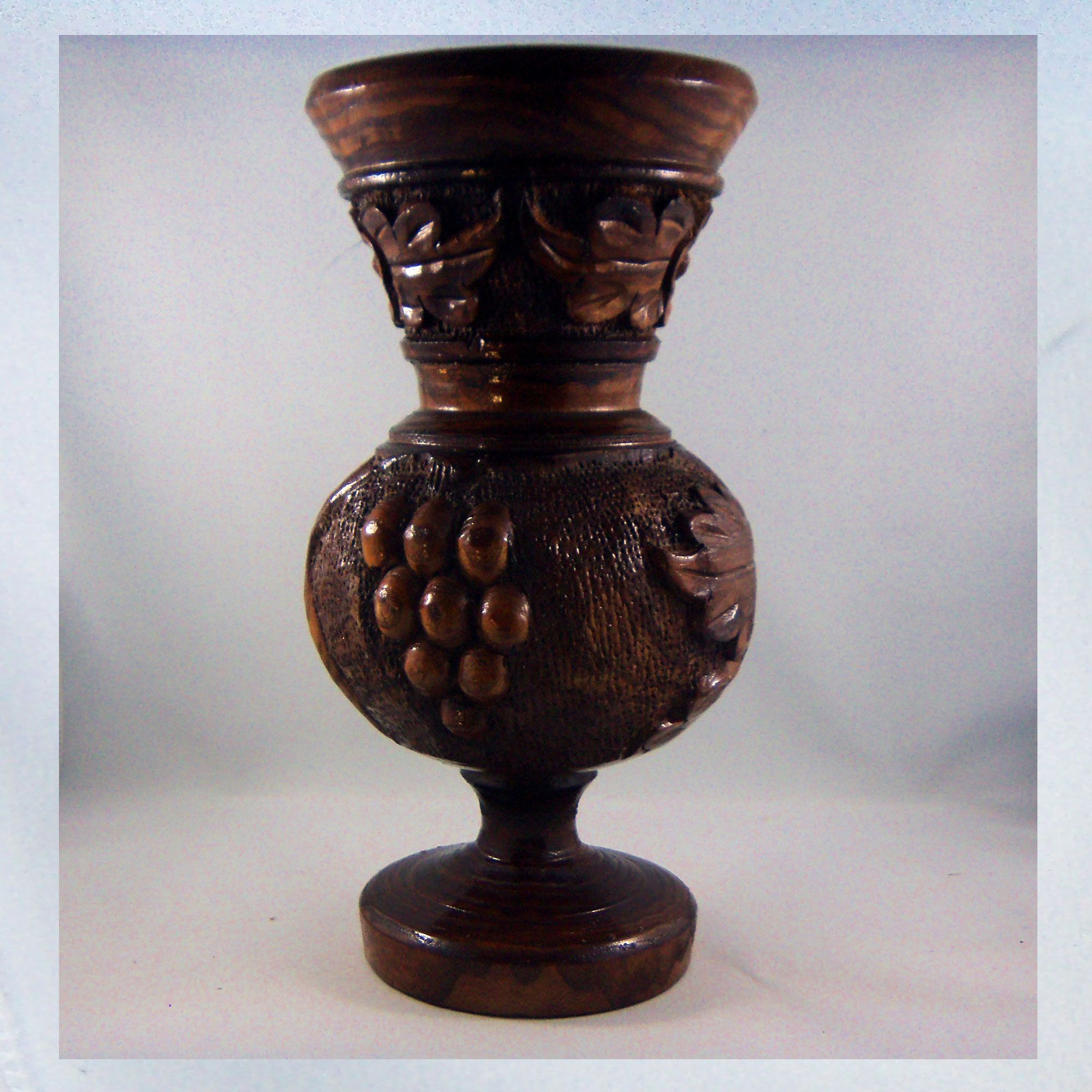 Vintage Carved Wood Vase Flower Vase Etched Wood Wood with measurements 2000 X 2000