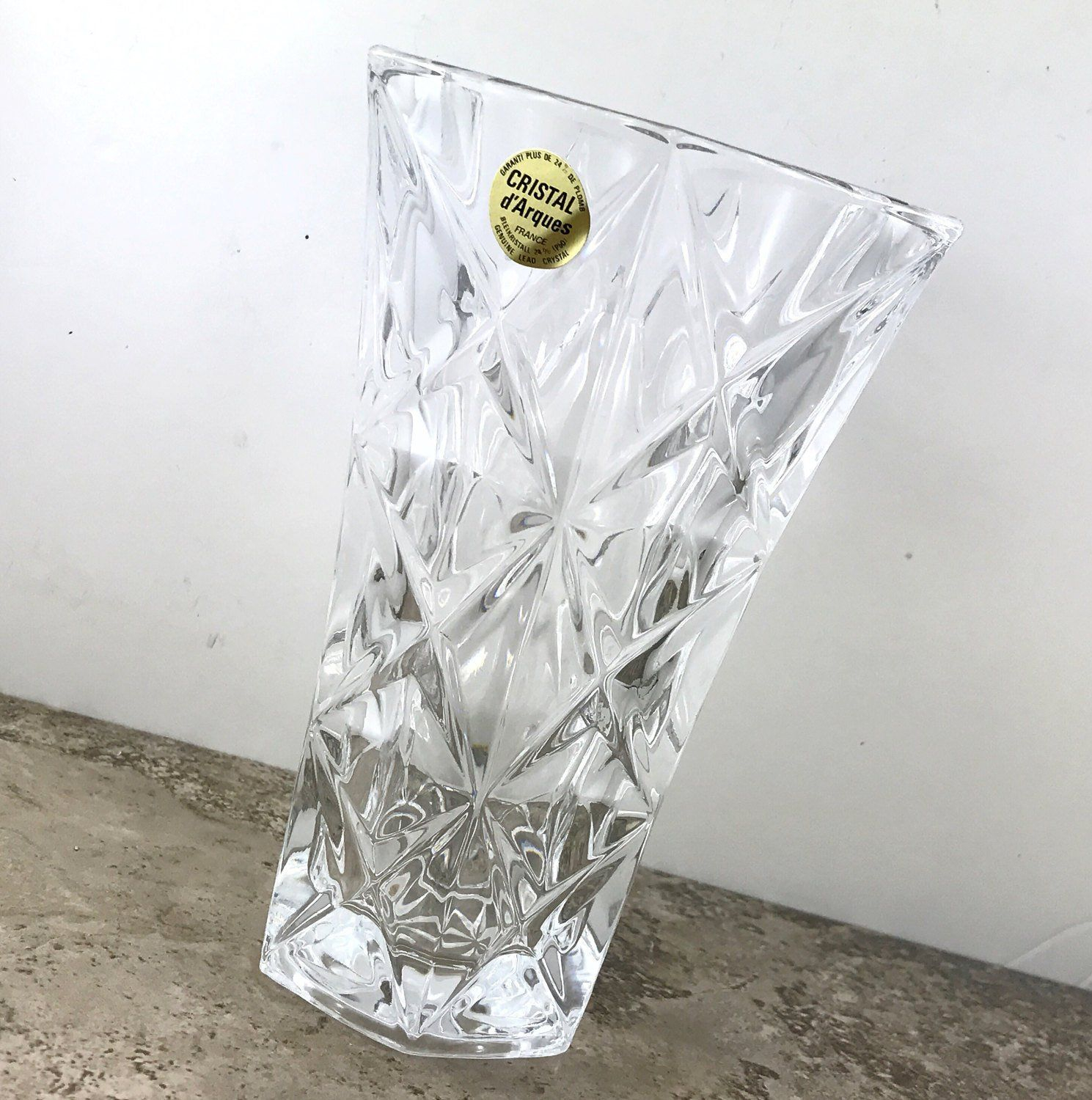 Vintage French Lead Crystal Vase Cristal Darques Vase 24 for measurements 1489 X 1500