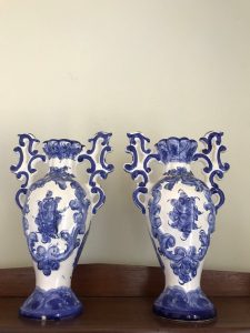 Vintage Portuguese Blue And White Urn Ceramic Vases A Pair with regard to sizing 1140 X 1520