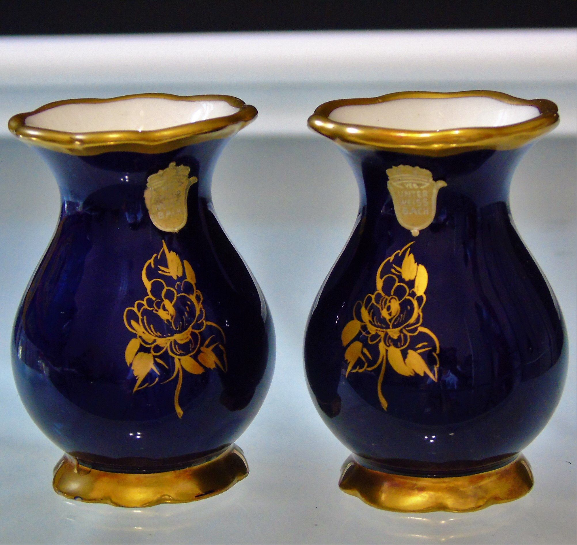 Vintage Vases Etch Cobalt Blue Unterweissbach Porcelain Gdr pertaining to proportions 2004 X 1893