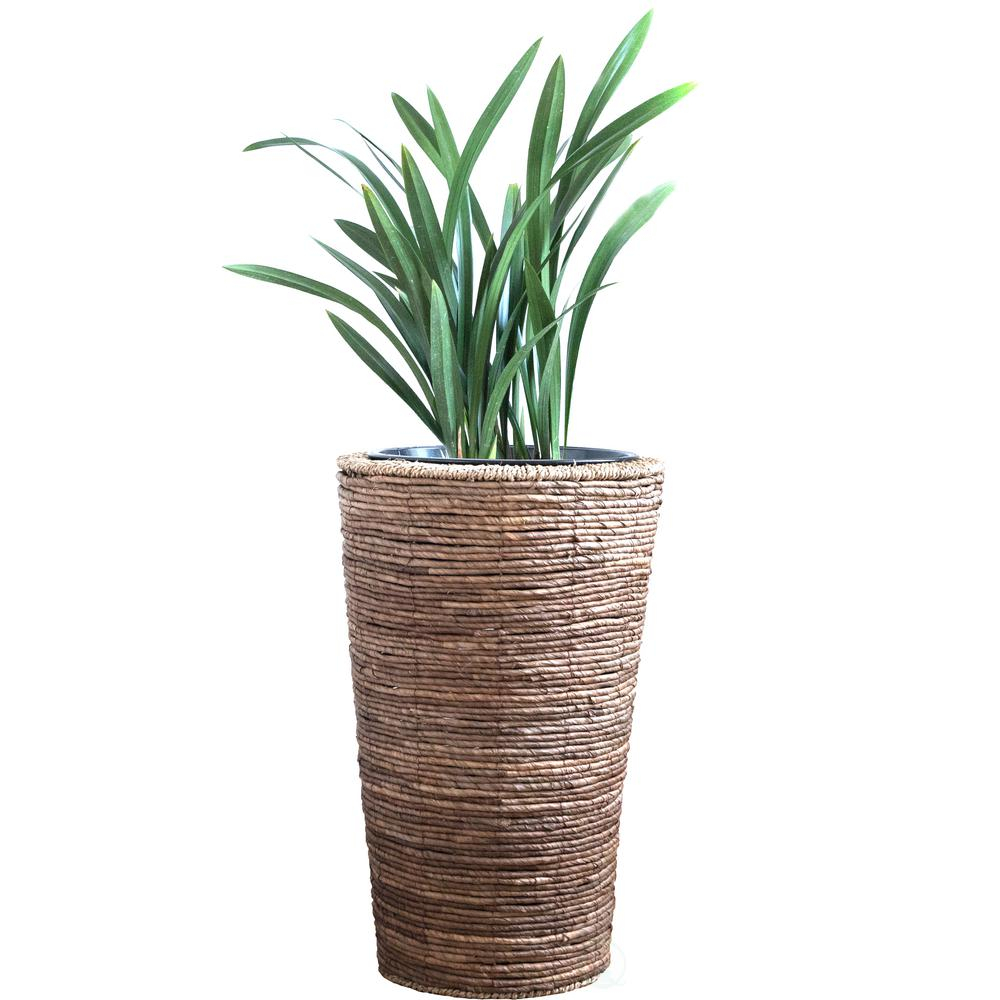 Vintiquewise Wicker Banana Rope Tall Floor Planter With Metal Pot Large throughout dimensions 1000 X 1000