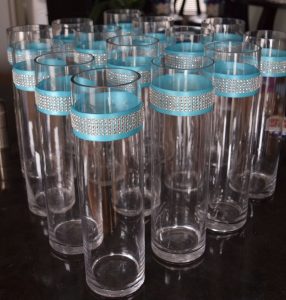 Wedding Centerpieces Rhinestone Crystal Aqua Ribbon Cylinder regarding proportions 952 X 1000