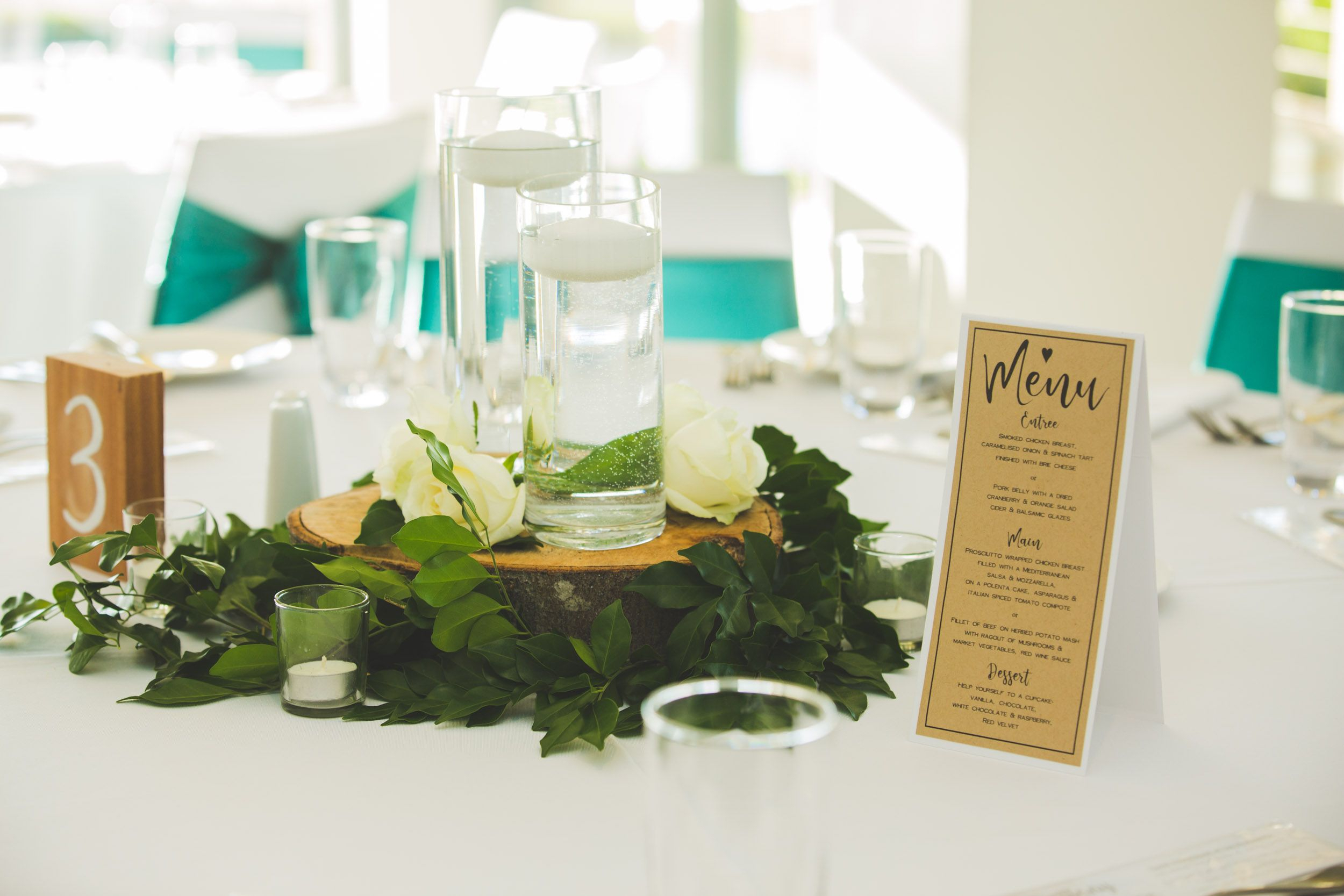 Wedding Centrepiece Wooden Slice With Fresh Greenery 3 intended for proportions 2500 X 1667