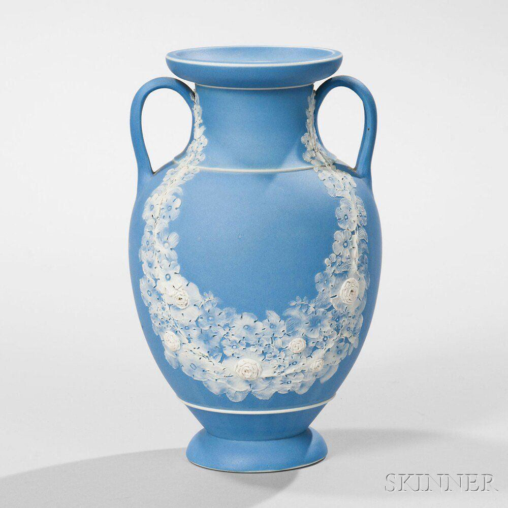 Wedgwood Light Blue Jasper Dip Freestyle Vase England 19th throughout measurements 1000 X 1000