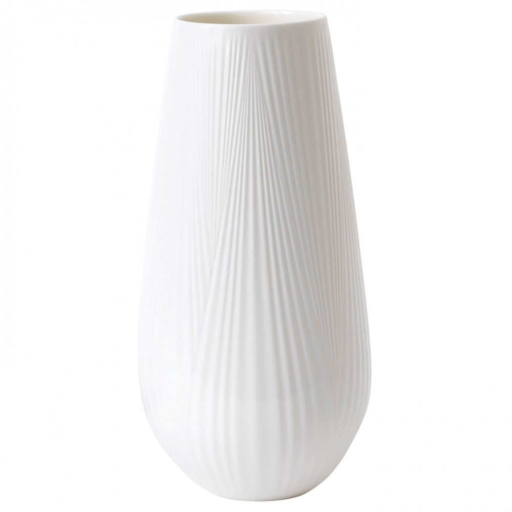 White Folia Tall Vase 30cm with measurements 1000 X 1000