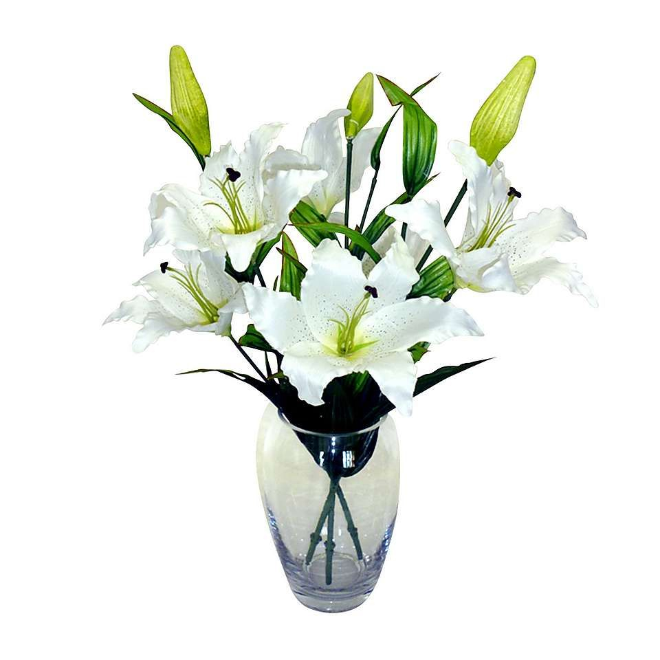 White Lillies In Glass Vase Dunelm Glass Vase Glass Vase in dimensions 960 X 960