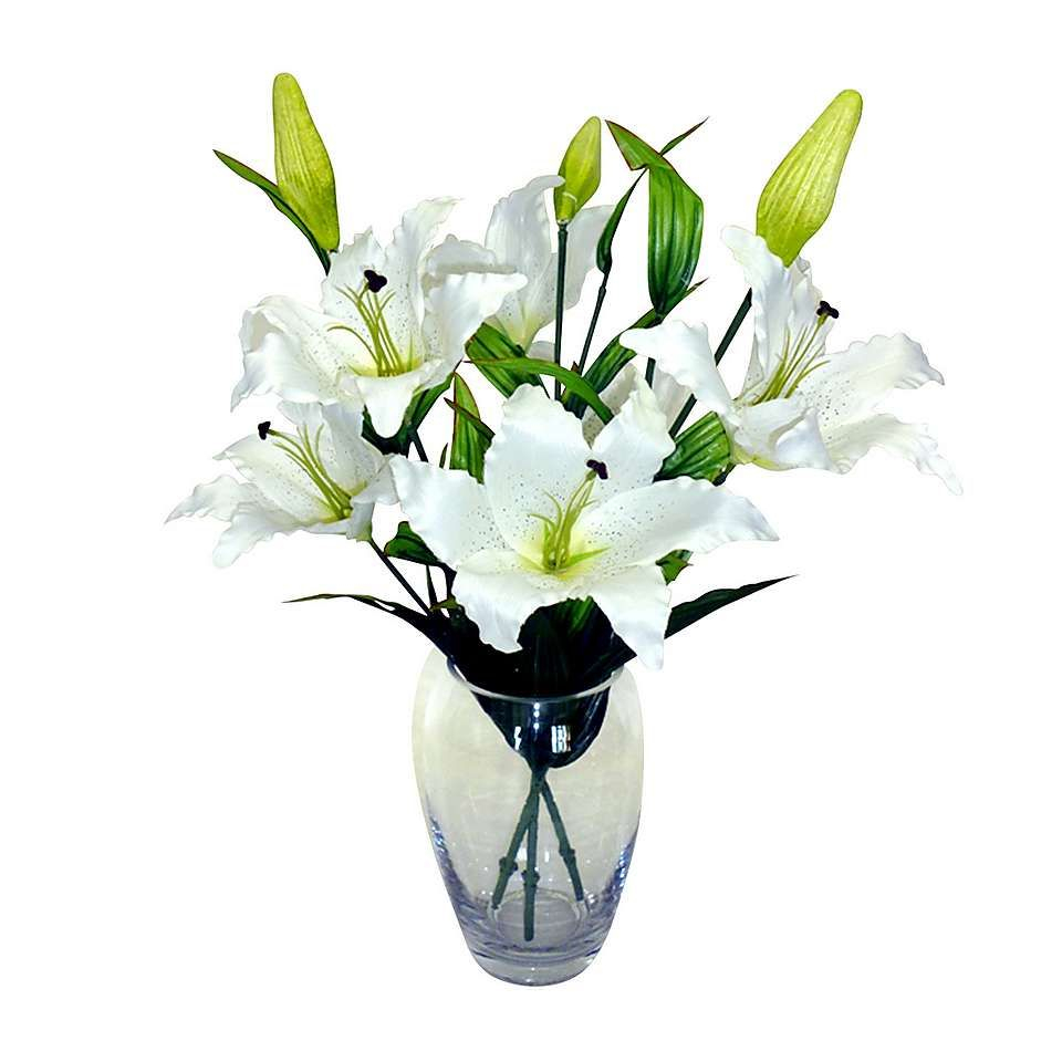 White Lillies In Glass Vase Dunelm Glass Vase Glass Vase with regard to sizing 960 X 960