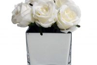 White Rose Buds In Silver Tank Vase Dunelm Glass Flower with regard to size 1389 X 1389