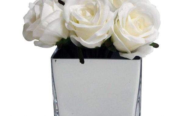 White Rose Buds In Silver Tank Vase Dunelm Glass Flower with regard to size 1389 X 1389