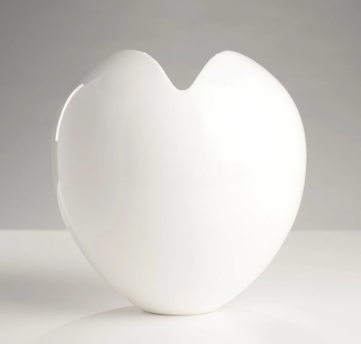 white love heart vase